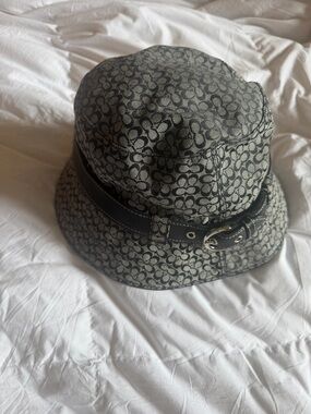 Vintage Coach Monogram Bucket Hat with Leather Buckle